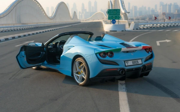 Blue Ferrari F8 Tributo Spider Photo 3