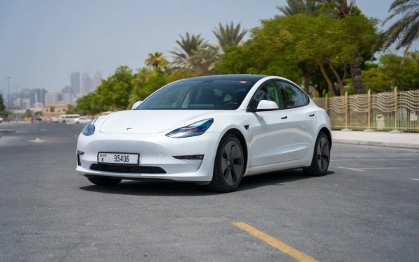 White Tesla Model 3 Photo 3