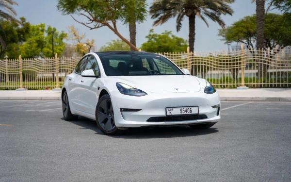 White Tesla Model 3 Photo 4