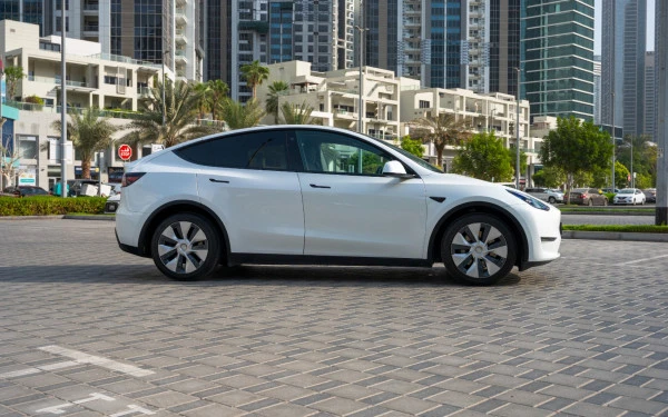 White Tesla Model Y Long Range Photo 2