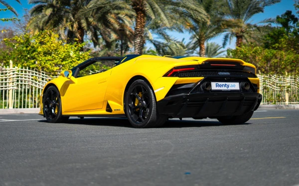 Желтый Lamborghini Evo Spyder Photo 2